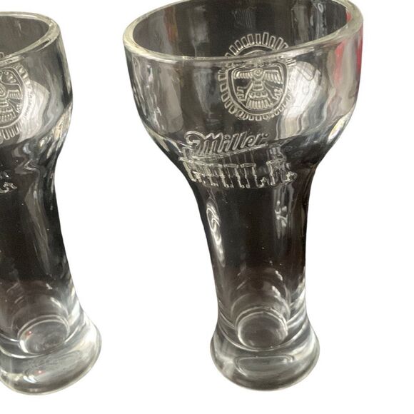 Vintage MILLER CHILL Lot of 2 Weighted Bottom Beer Pilsner Glass Stylish Charm - Picture 2 of 14